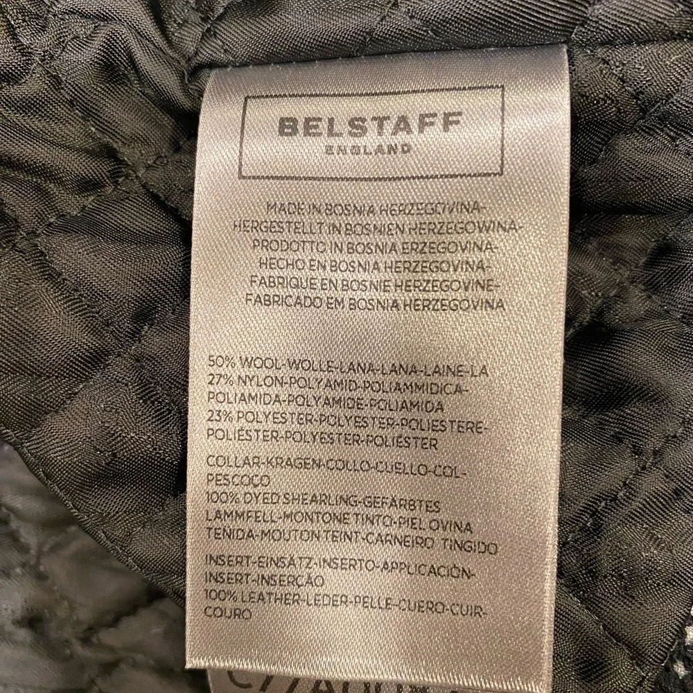 Belstaff Jacket Size Small Black White Wool Blend Shearling Collar Moto - Picture 14 of 16